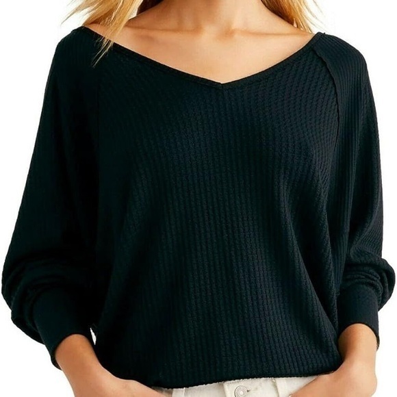 Free People Santa Clara Thermal Black Size Large - Picture 1 of 4